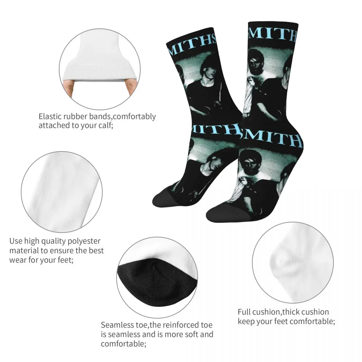 Colorful The Smiths Football Socks Band Polyester Long Socks for Women Men Non-slip