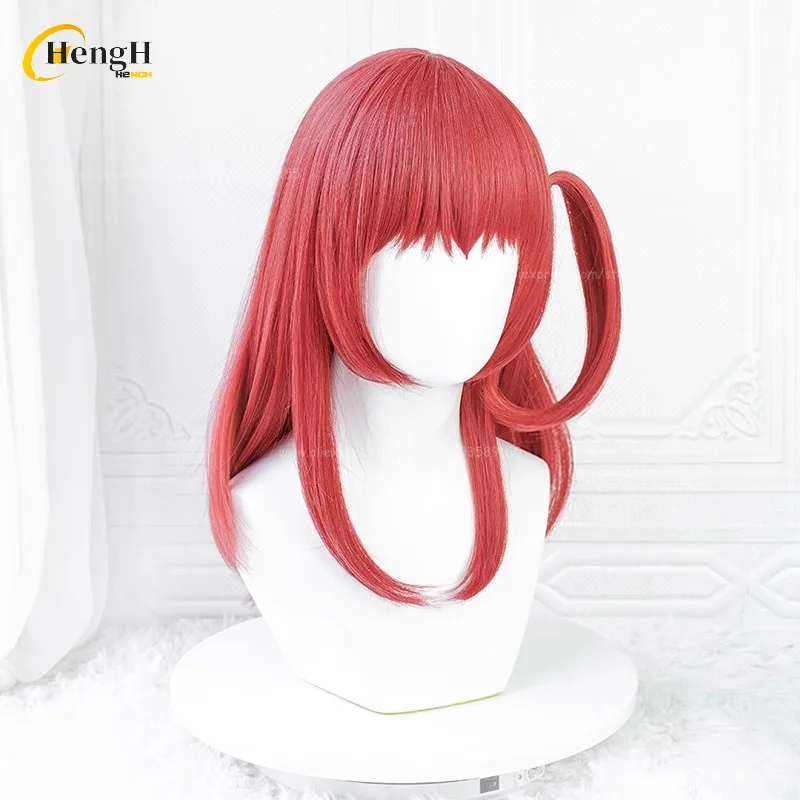 In Stock Ikuyo Kita Synthetic Hair Anime 50cm Long Rose Red Side Tied Braid Cosplay Anime Wig Heat Resistant Hair Halloween Wigs