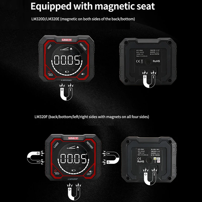 Inclinometer Digital Angel Meter with Relative Absolute Angle Measurement 4×90° Magnetic Inclinometer LM320D LM320E LM320F