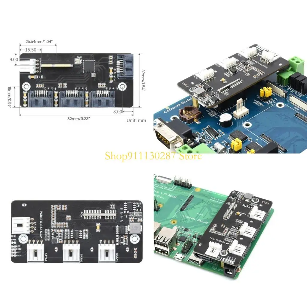 

J1HC Expansion Card 4port SATA3.0 Адаптер карты расширения 6 Гбит / с интерфейс