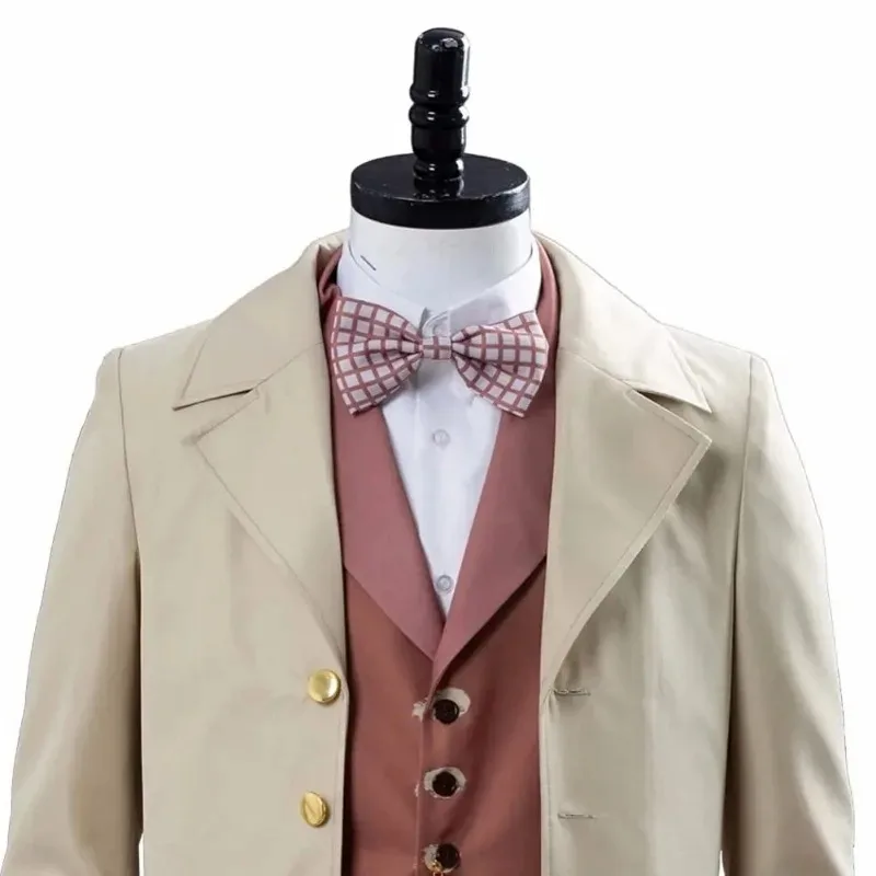 Disfraz de Cosplay de Aziraphale para hombre adulto, gabardina, chaleco, pantalones, traje de cómic de Halloween, disfraz hecho a medida