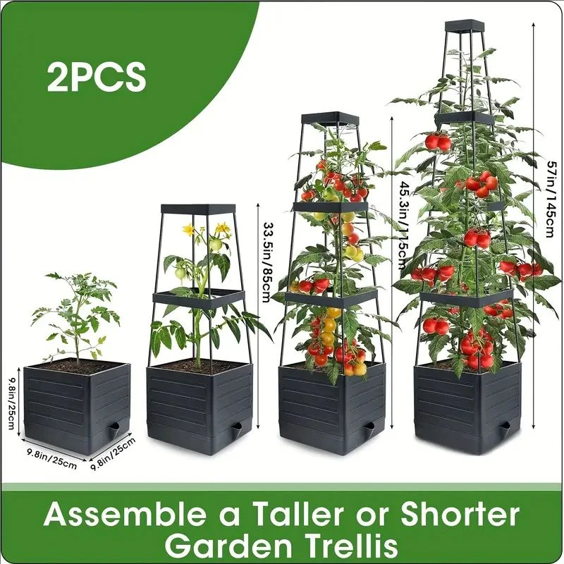 2 PCS Tomato Planter Boxes with Trellis Outdoor, 57