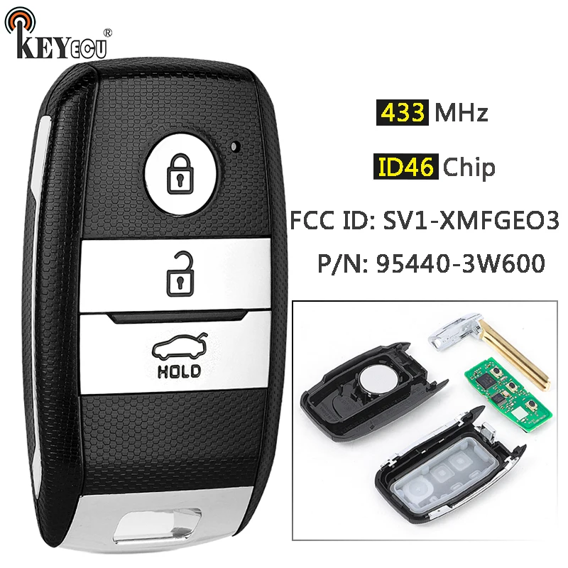 

KEYECU 433MHz ID46 Chip P/N: 95440-3W600 Smart Remote Key Fob for Kia Picanto Morning Optima Sorento Sportage 2014 2015 2016