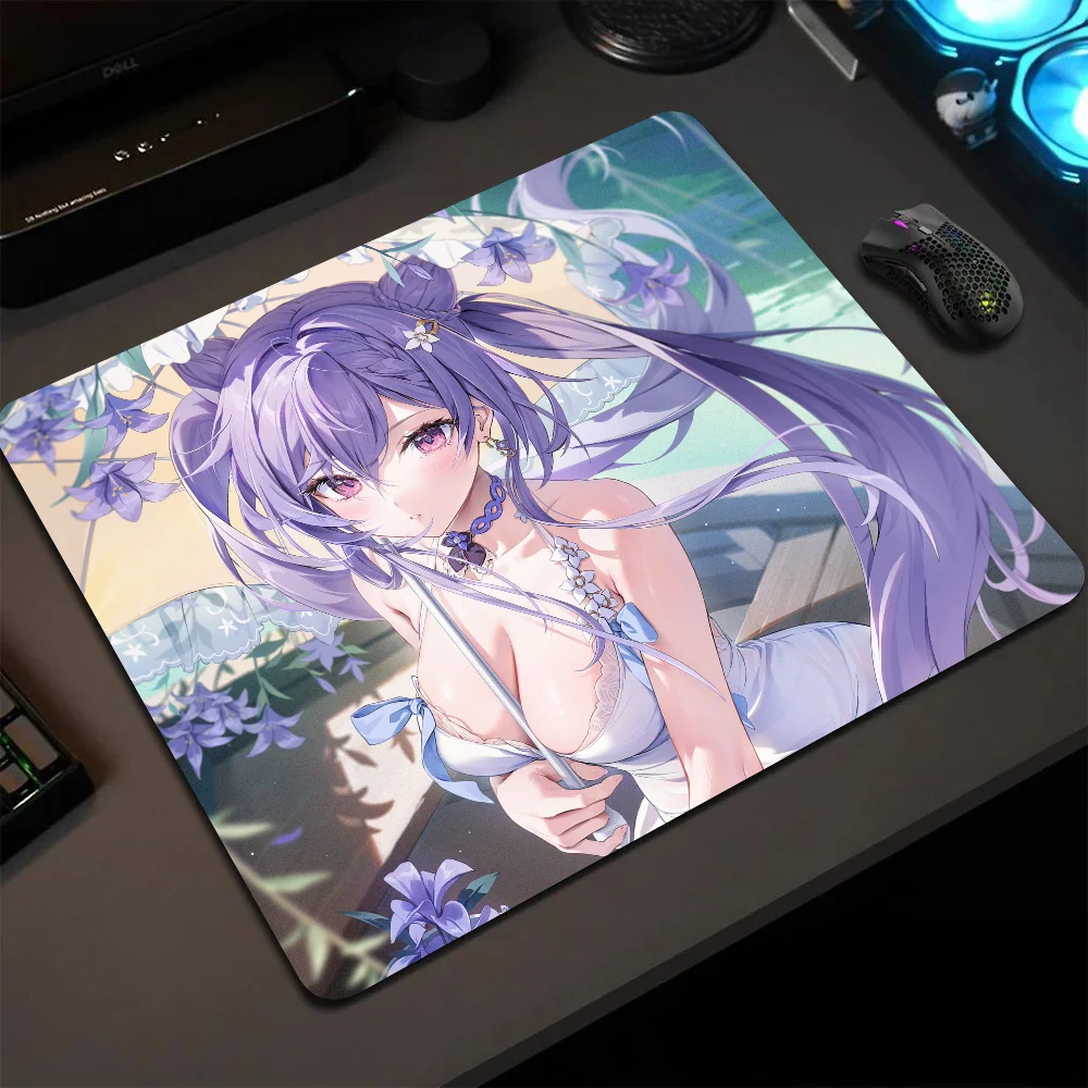 Keqing Genshin Impact Mousepad Small LockEdge Mouse Pad For Gamers Computer Desk Pad Anti-slip Rubber