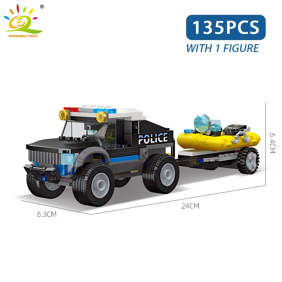 MOC Police Transport Rescue Vehicle Building Blocks Helicopter SWAT Car Truck Policeman Brick City Construction Toy for Children