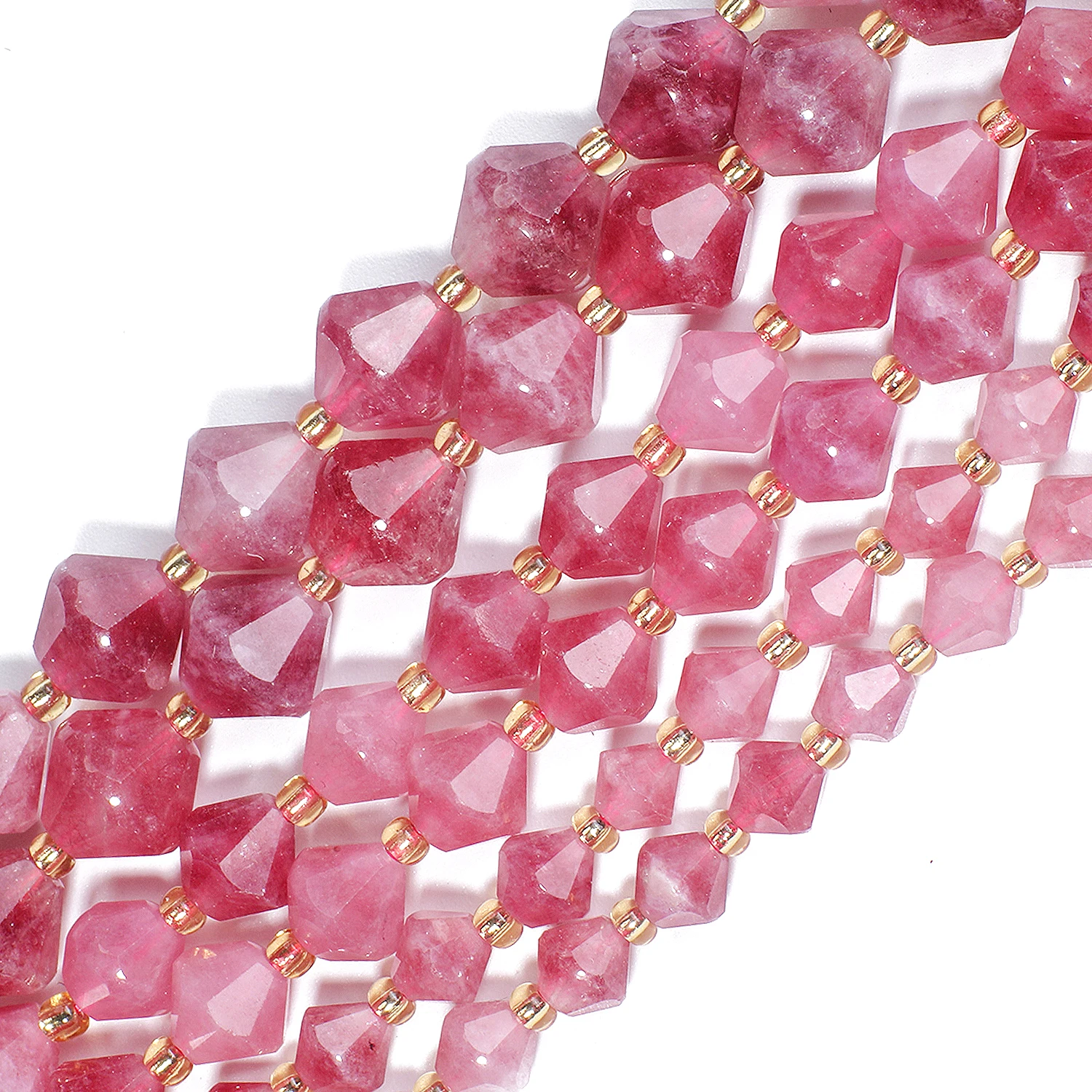 Wholesale Pink Tourmalines Jade Stone Beads 6-10mm Faceted Bicone Shape Beads for Jewelry Making Diy Beading Accessories