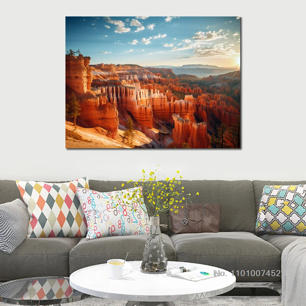 Landscape Picture Bryce Canyon Realistic Photo Canvas Painting Print for Hotel Hall Wall Decor