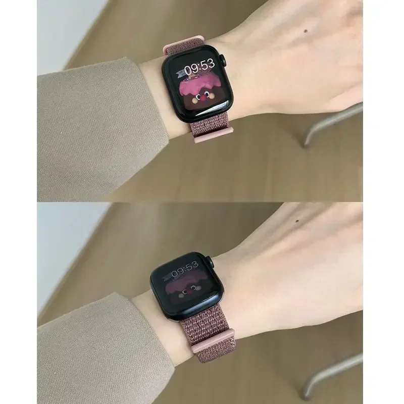 Nylon Solo Loop Bands for iWatch Series 9-Ultra,Adjustable Breathable Braided Straps