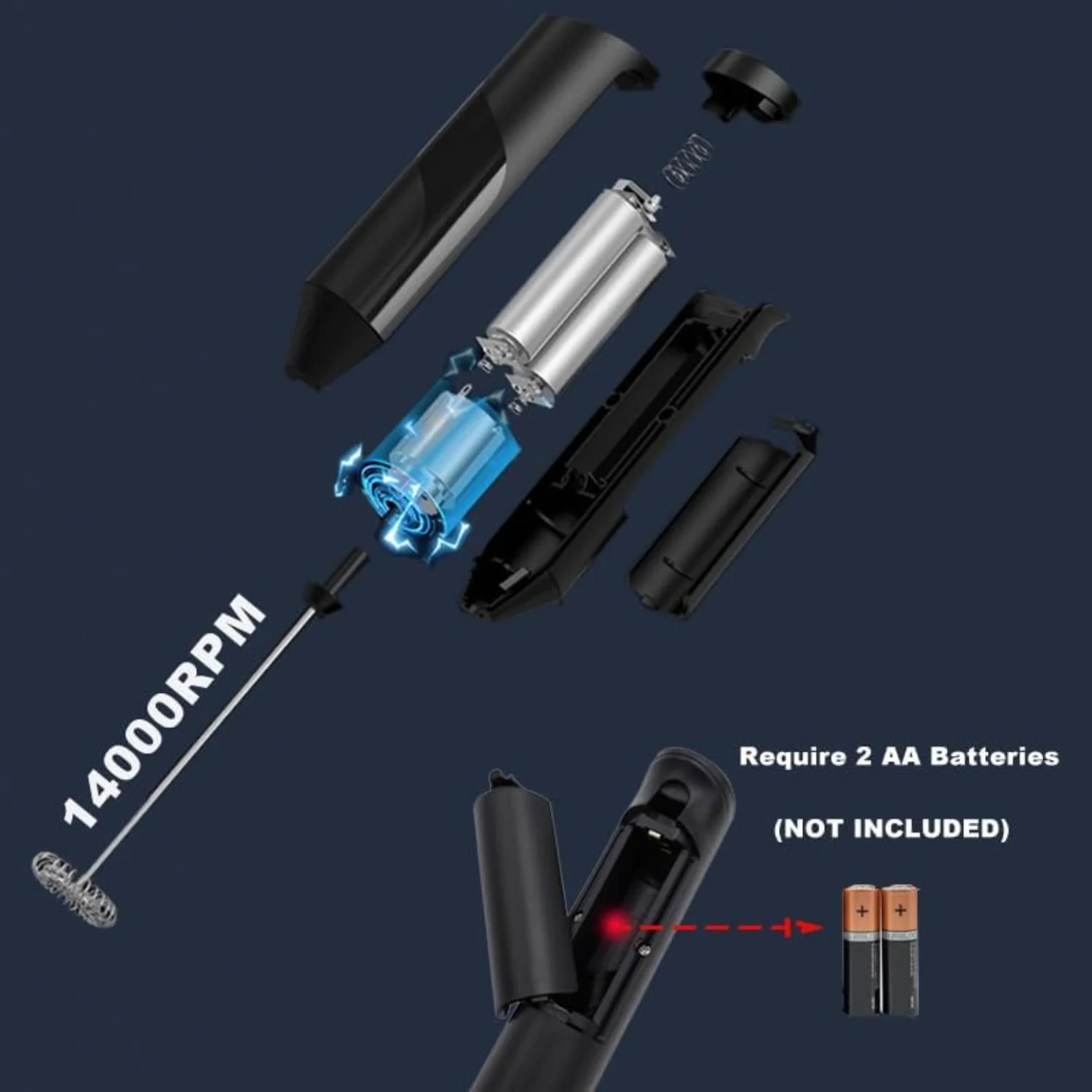 스테인레스 스틸 스탠드가 있는 우유 거품기, 커피, 라떼, 카푸치노, 핫 초콜릿, 음료 M을 위한 휴대용 및 강력한 거품 제조기