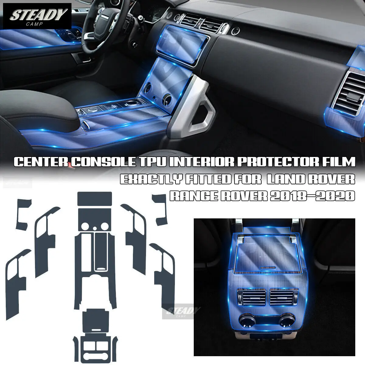 

For Land Rover Range Rover 2018 2019 2020 Car Interior Accessories Transparent TPU-PPF Console Anti-scratch Resist Film Refit