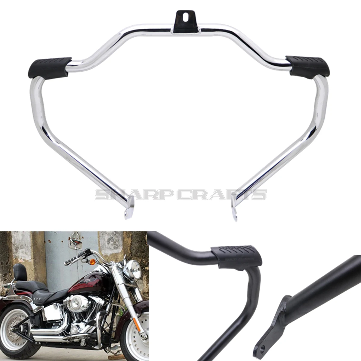 Motorcycle High Way Rail Crash Bar Bumper Engine Guard For Harley Davidson Softail FLSTC Heritage Deluxe Fat Boy Slim 2000-2017