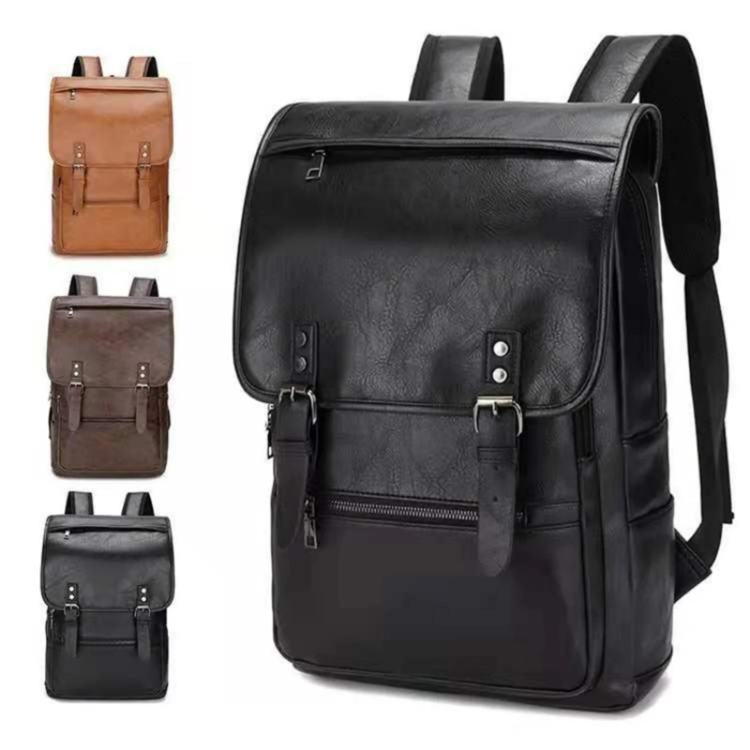 Computer Bag, Leisure Sports Bag, PU Leather Backpack, Men's Travel Business Bag