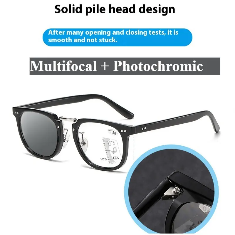 Multifokale + photochrome Lesebrille +1,0 +1,5 +2,0 +2,5 Automatischer Zoom Langstrecken- und Langstrecken-Presbyopiebrille