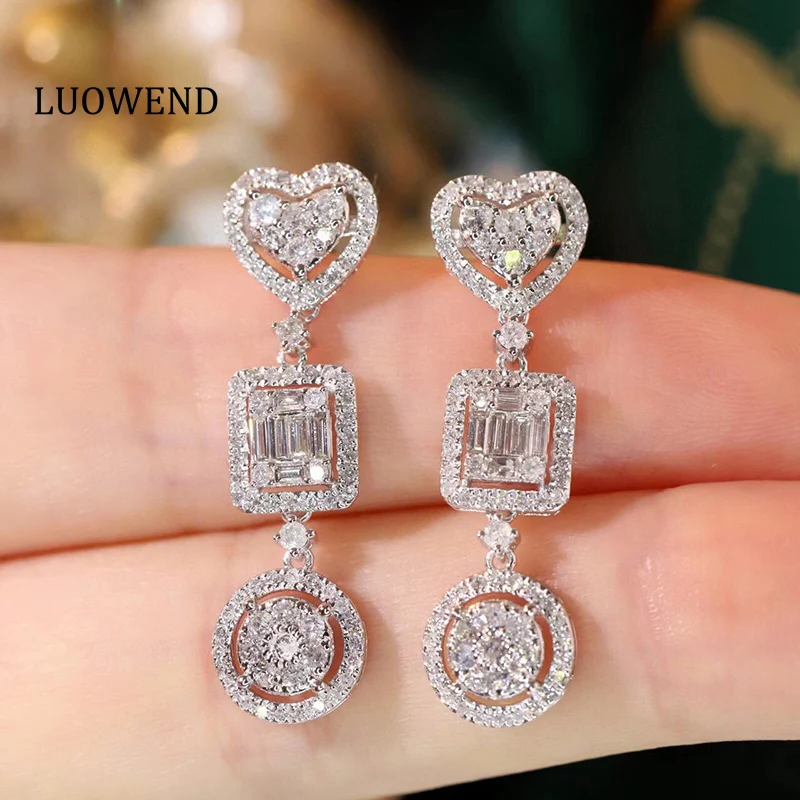 

Серьги LUOWEND из 100% белого золота 18 карат, 1,40 карата, серьги-капли с настоящими натуральными бриллиантами, роскошный стиль, ювелирные изделия для вечеринок для женщин
