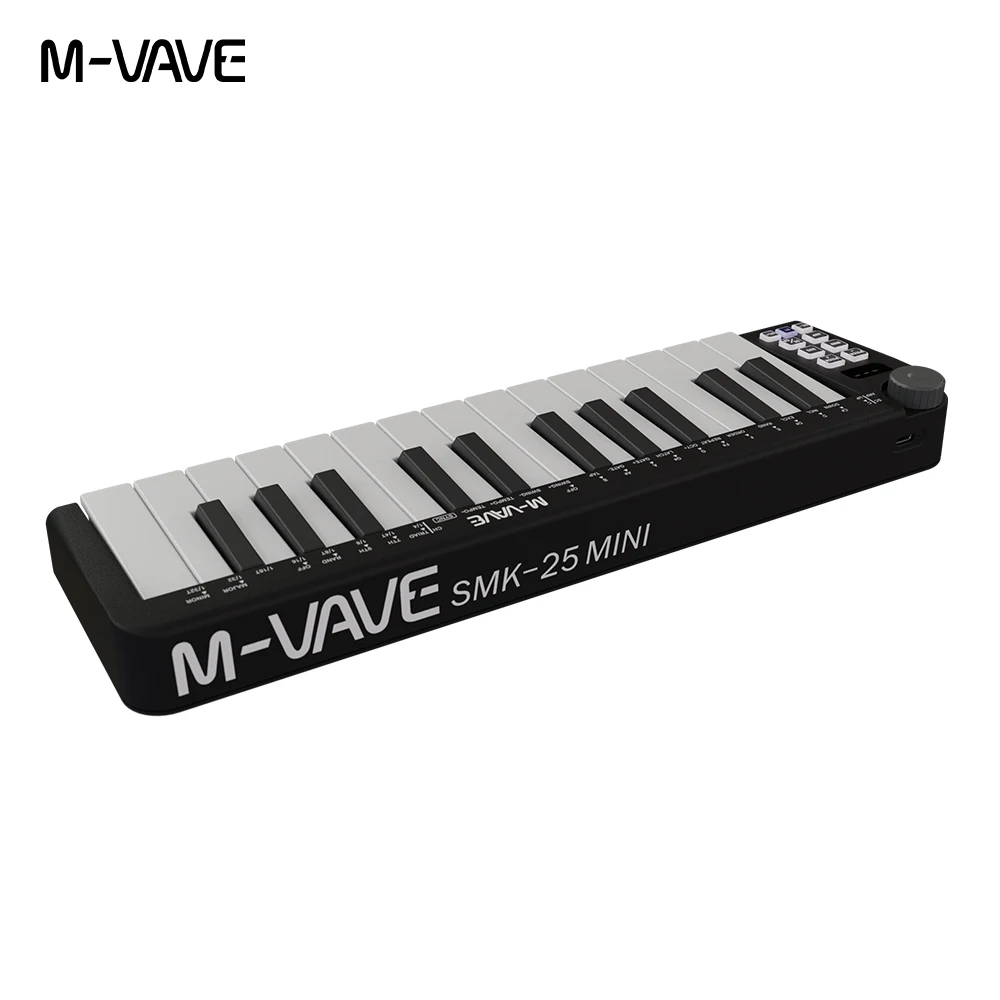 M-vave SMK-25 mini MIDI musical instruments keyboard 25 velocity sensitive keys Support wireless/USB connection portable sequenc