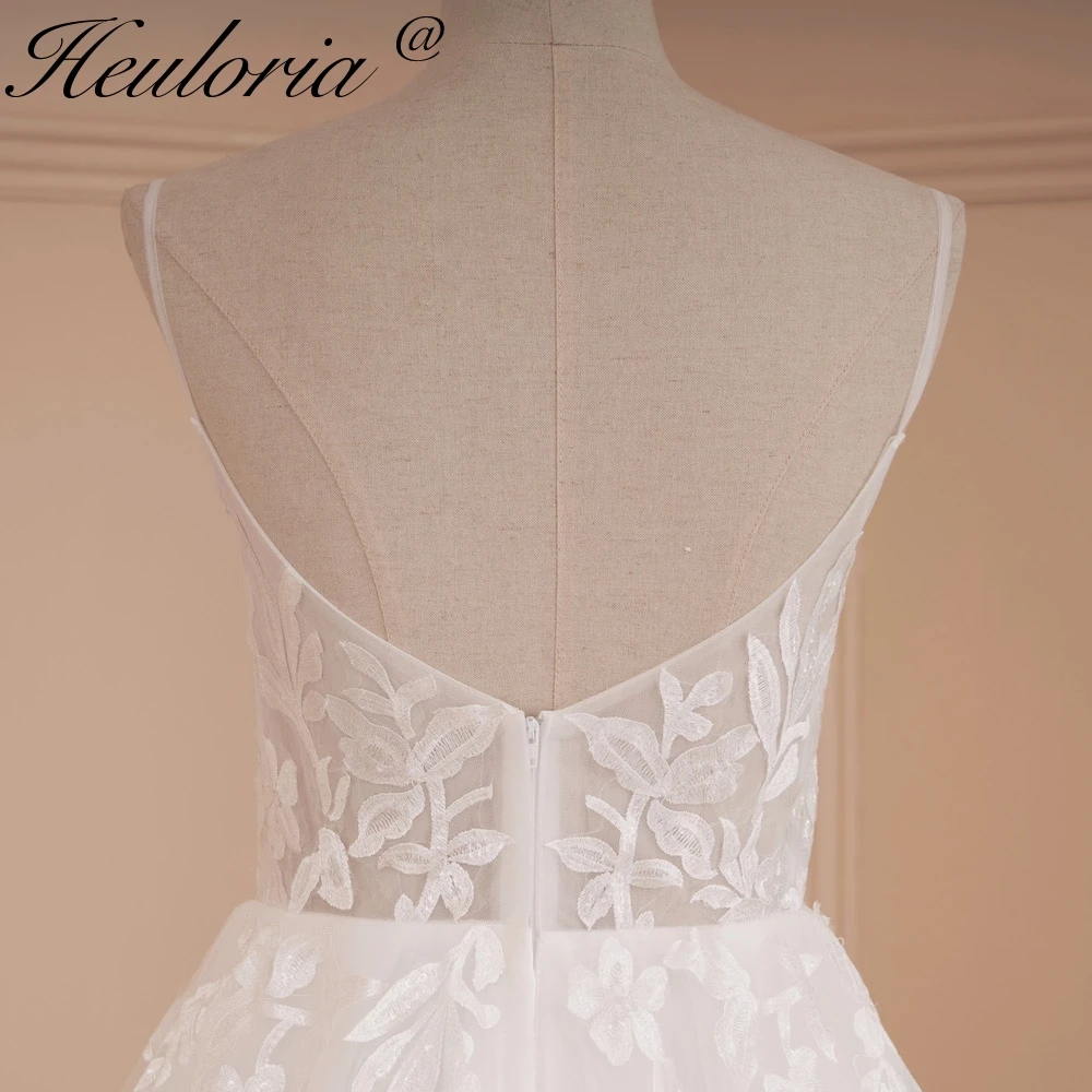 HEULORIA elegant A line boho wedding dress strap lace applique bride dress Robe De Mariee Bride Dress