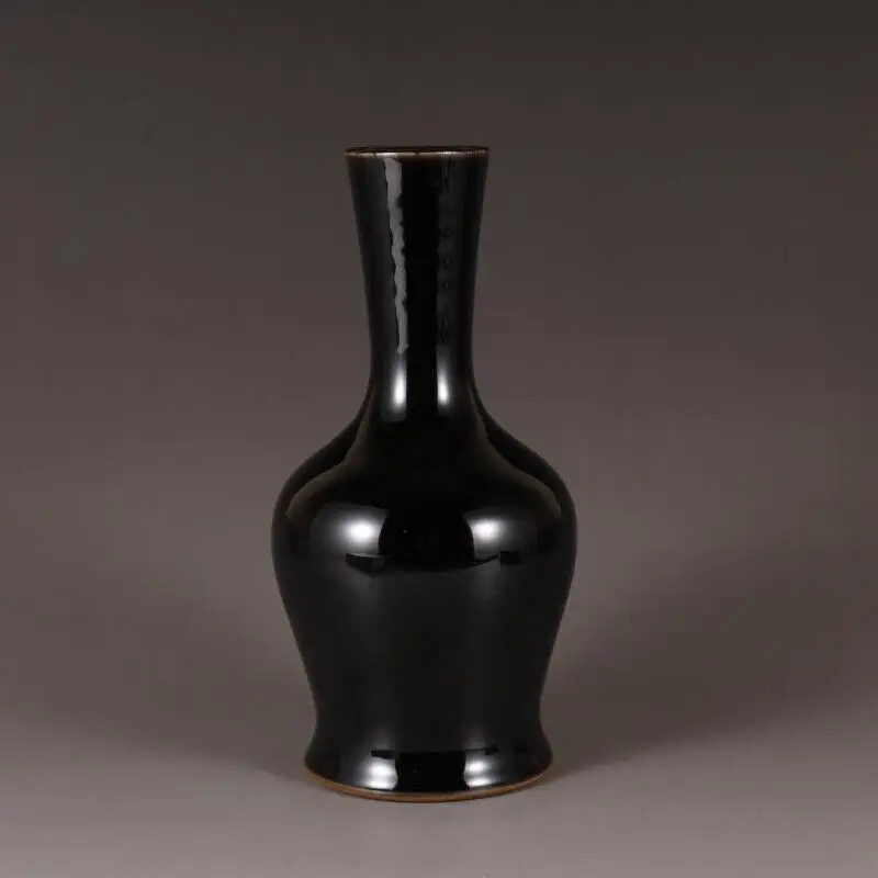 Chinese Ming Jiajing Black Glaze Bell Shape Vase 6.0 inch