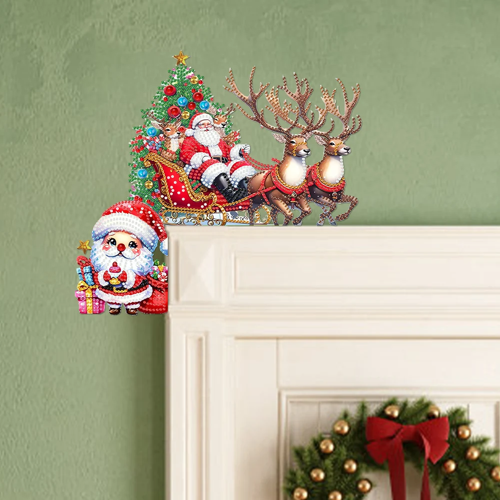 

DIY Xmas Diamond Painting Wooden Door Pendants Decoration for Feiend Gifts (Elk) (A)