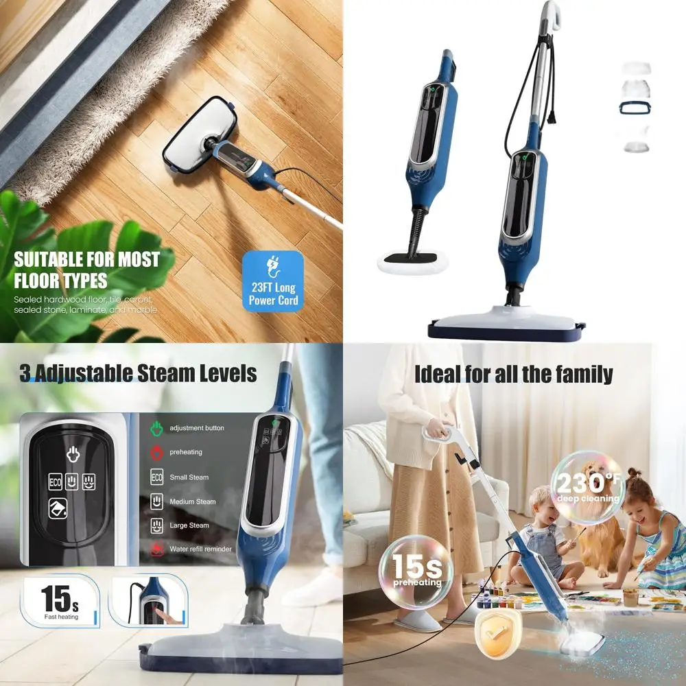 

Многофункциональная паровая швабра с отсоединяемым ручным очистителем для дома, шнур 7 метров, идеально подходит для деревянных полов, плитки, ковров, мебели