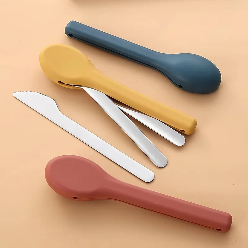 3-Piece Portable Flatware Pocket Utensils Set  Fork Spoon Knife Set with Case for Lunch Travel Camping School Work Picnics view 2