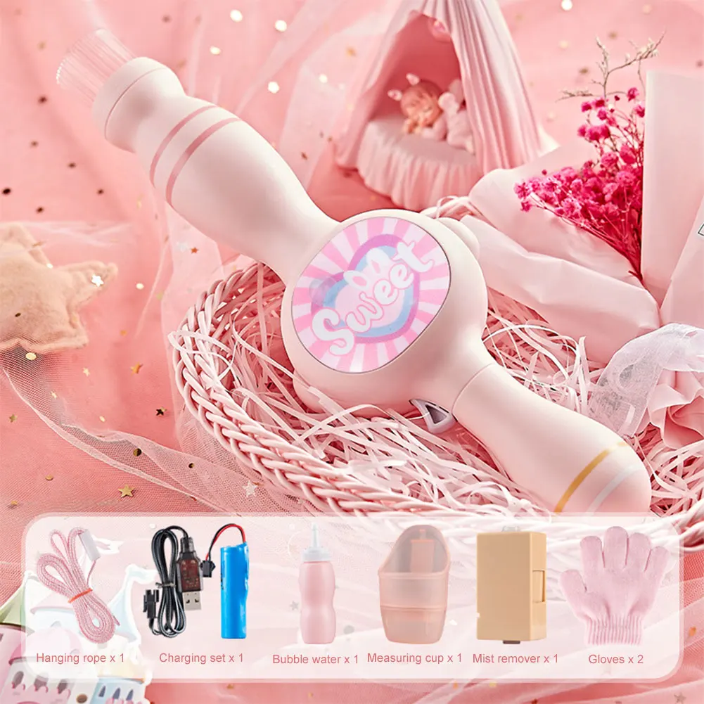 Elastic Smoke Bubble Machine Portable Bubble Maker Automatic Bubble Blower Bubble Wand for Kids Summer Outdoor Party Garden Toys