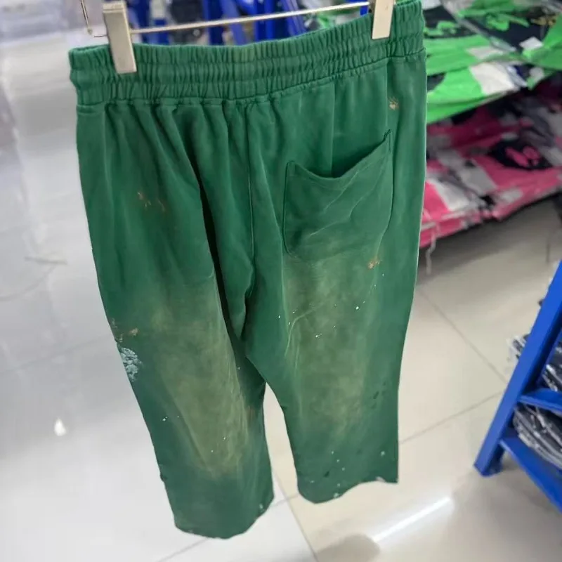 Satoshi Nakamoto Green Washed Sweatpants Men Women Hip Hop Splash Ink Graffiti Printing Joggers Trousers
