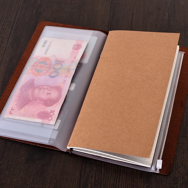 พีวีซีกระเป๋าสำหรับtraveler's notebookวันdiary plannerถุงซิปกระเป๋านามบัตรบันทึกกระเป๋าวางแผนอุปกรณ์2ชิ้น