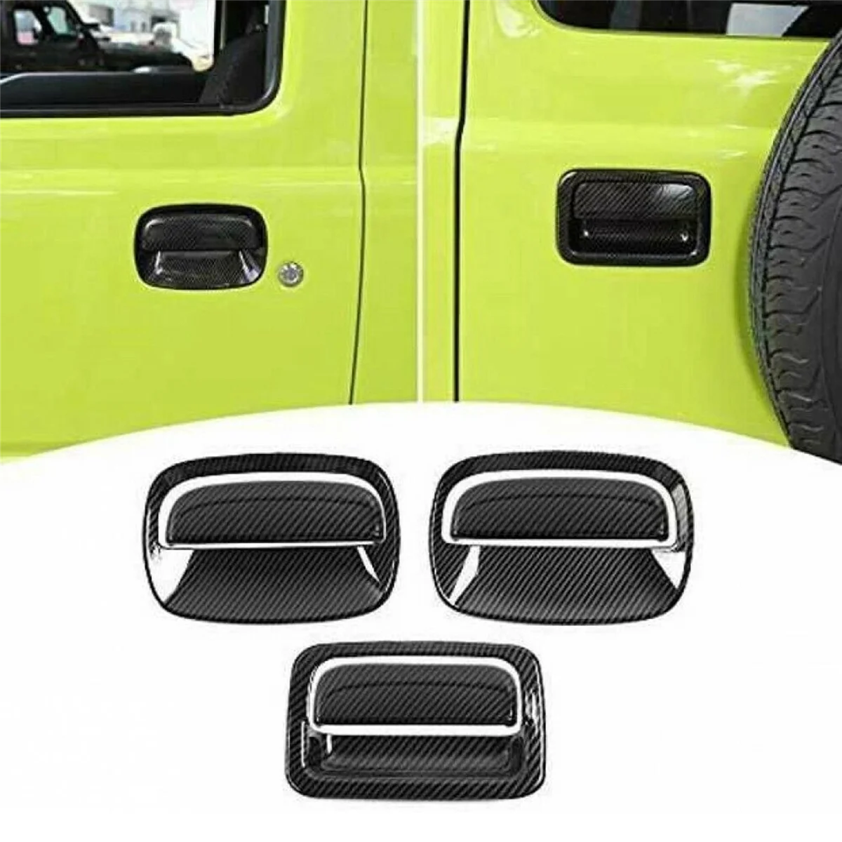 Door Handle Shell Outer Door Handle Decoration Cover ABS Carbon Fiber Grain for -Suzuki-Jimny 2019 2020 2021 JB64