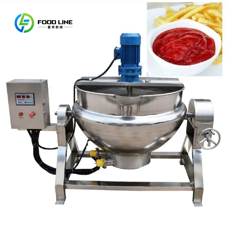 Stainless Small Electric Gas Steam Cook Kettl Automatic Heat Pots Boiling Stir Double Jacket Kettle