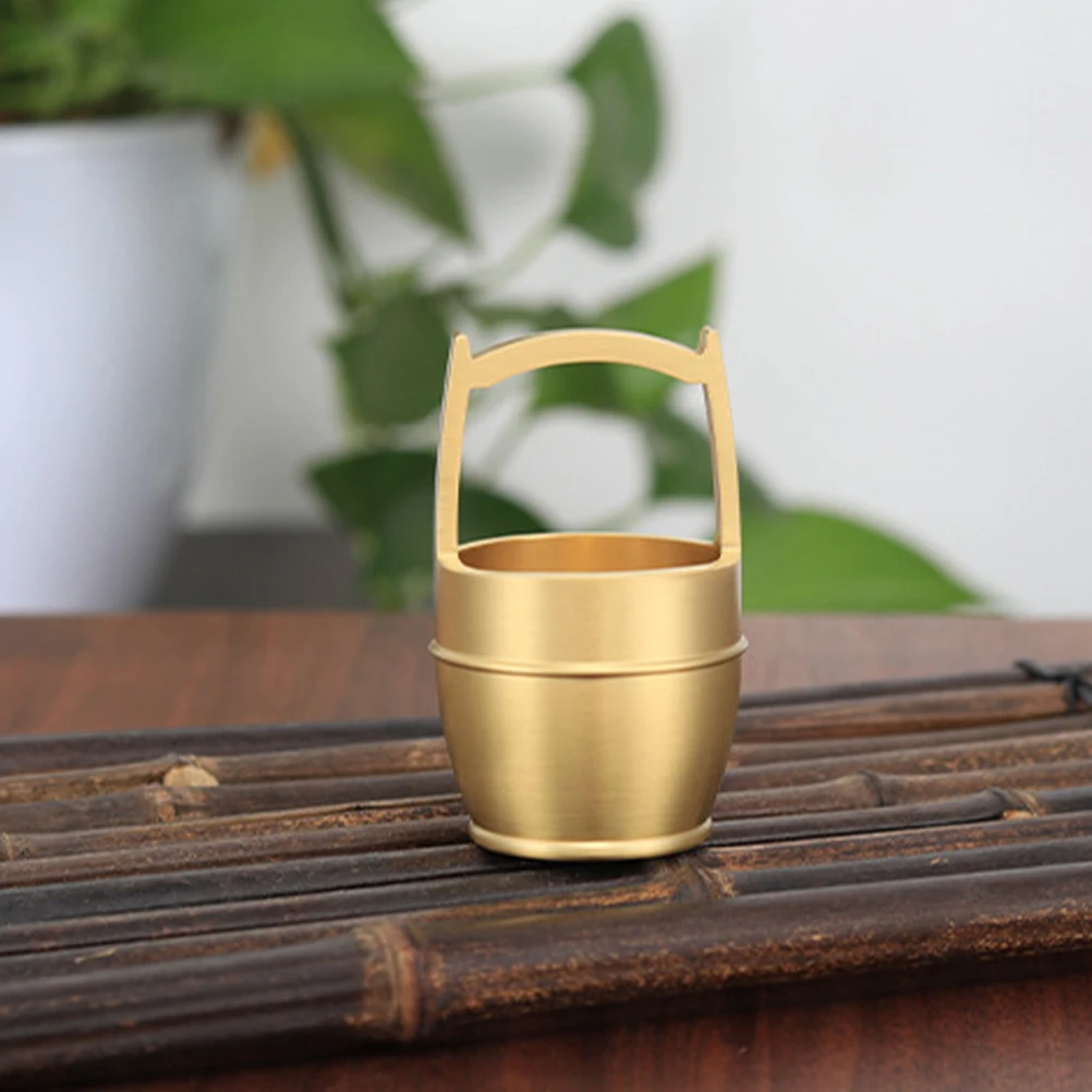 

Brass Bucket Mini Desktop nament Office Adornment Home Decor Mini Brass Bucket Decor Pure Copper Prosperity Charm Small Model