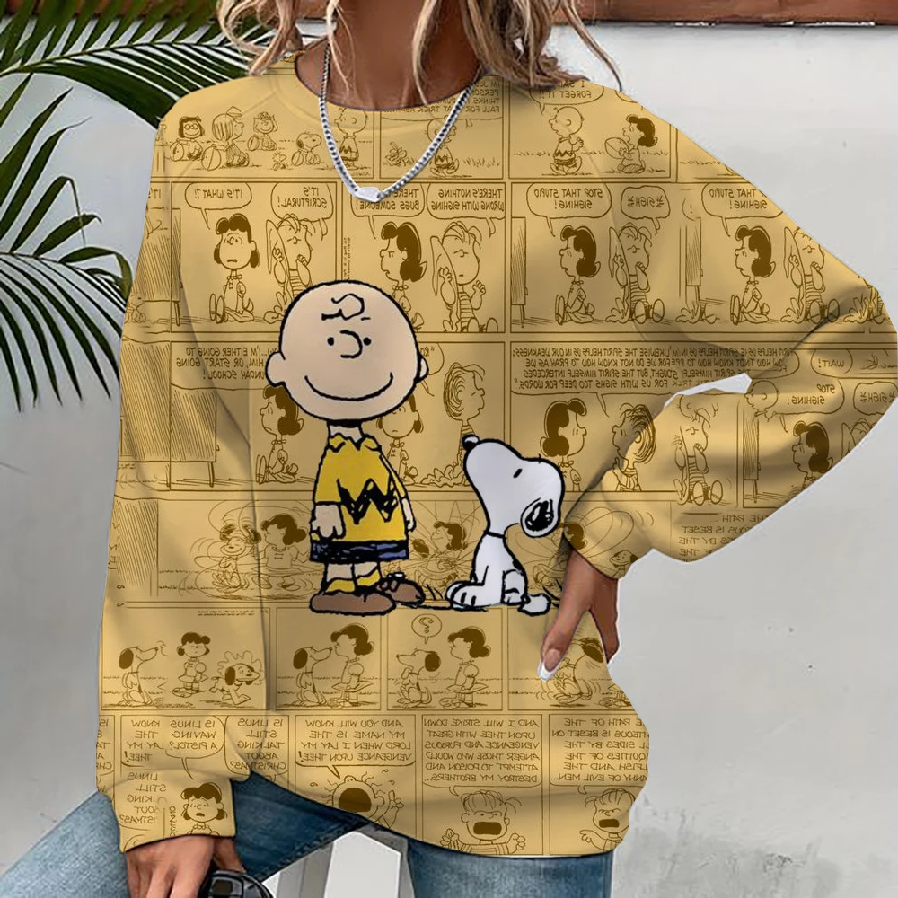 Woman\'s Hoodie New Autumn/Winter Fashions Y2k Snoopy Cartoon Print Sweatshirts Round Neck Coat Loose Long Sleeve Miniso Sanlio