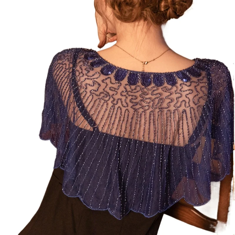 

High Quality Women's 1920s Shawl Evening Cape Vintage Flapper Shawl: Sequin Beads Embroidery and Mesh Design for Gatsby Parties!