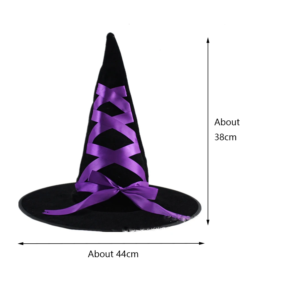 Halloween Witch Hat Black Spider Skull Anime Witch Headband Hat Party Costume Accessories Women Wide Brim Foldable Pointed Caps