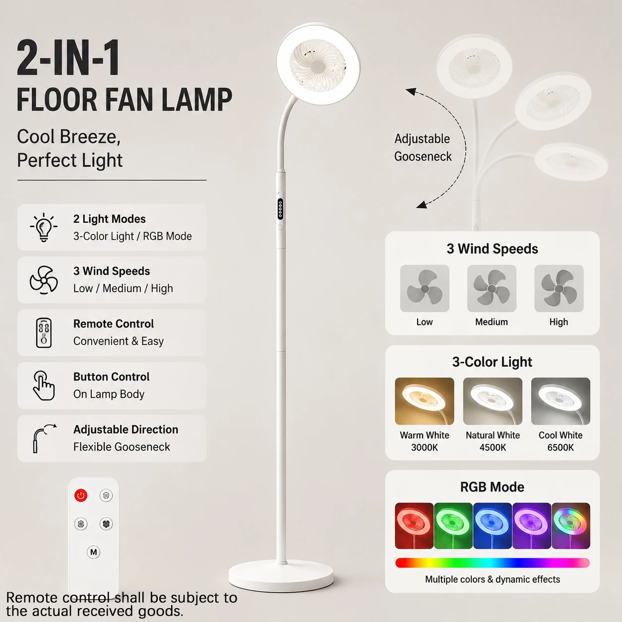 2026 New LED Floor Fan Lamp, Eye-Caring for Bedroom Study Re