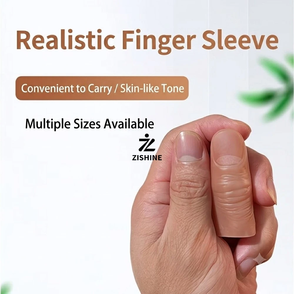 Realistic Prosthetic Finger Sleeve Cosmetic Fake Finger Cover Skin Tone Silicone Finger Extension Cap for Missing Finger