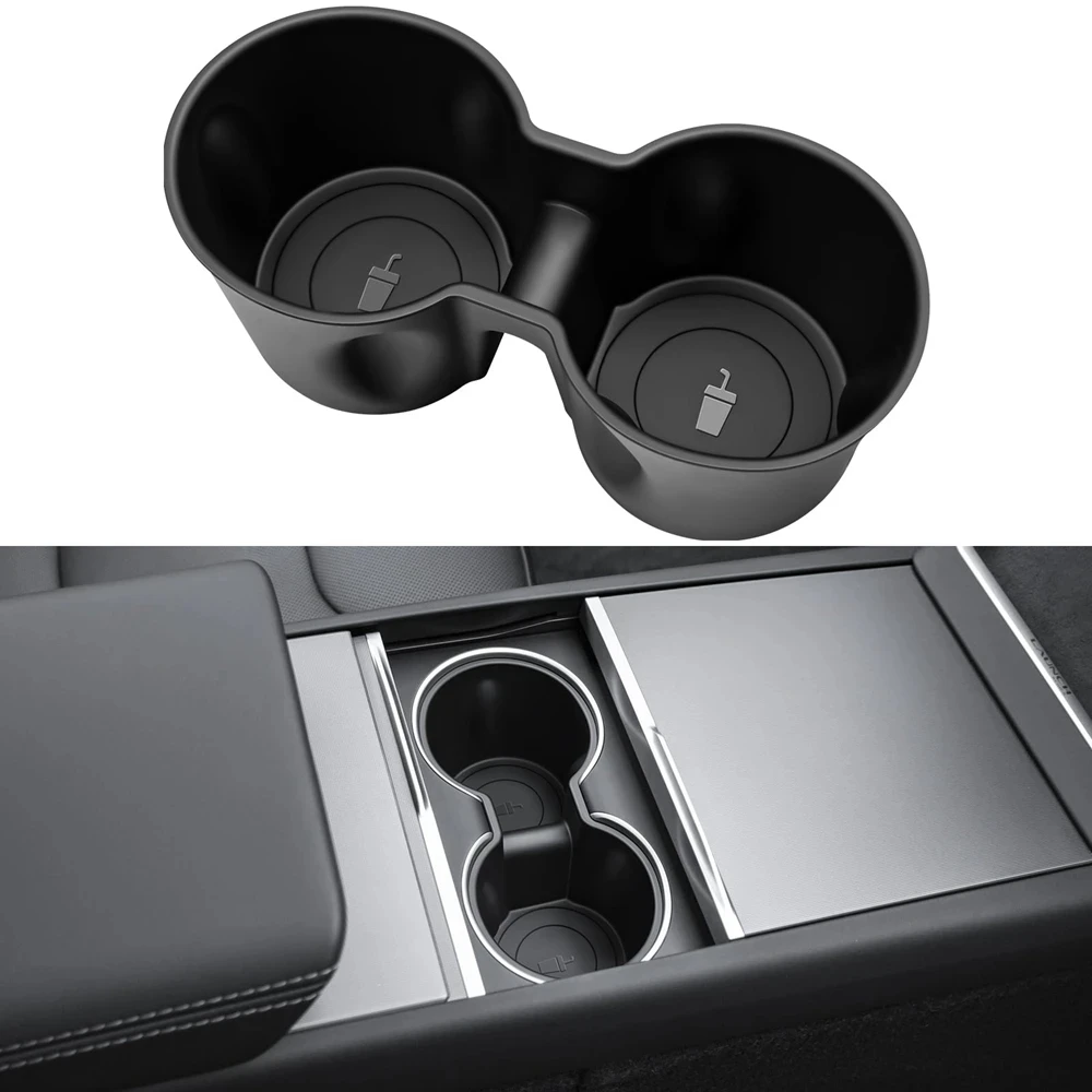 For Tesla Model Y Juniper Model 3 2025 Center Console Water Cup Holder TPE Coaster Mat Pad Model Y Juniper Organizer Accessories