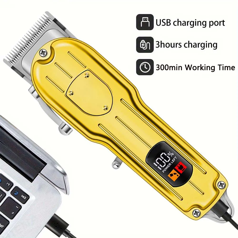 ماكينة قص الشعر الاحترافية/ماكينة تشذيب الشعر/ماكينة حلاقة اللحية للرجال - مجموعة قص الشعر اللاسلكية، مجموعة أدوات العناية بالشعر