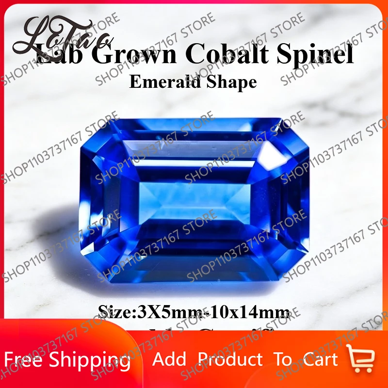 

High Quality Lab Grown Cobalt Spinel Emerald Shape Blue Color Gemstone for DIY Jewelry Making Materials Selectable Certificate