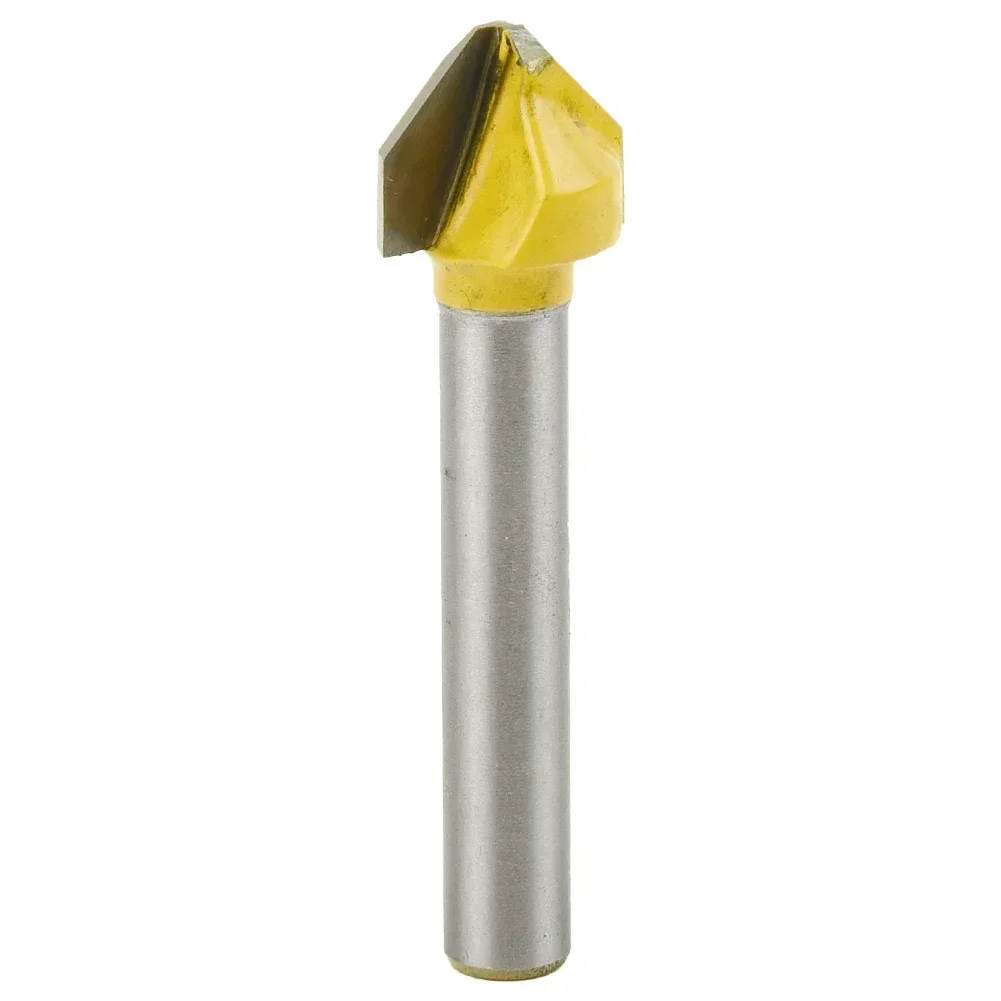 For 6mm Shank Milling Cutter Router Bit Acrylic V-shaped Yellow/Silver 6mm Shank 90 Degree Cutting Performance