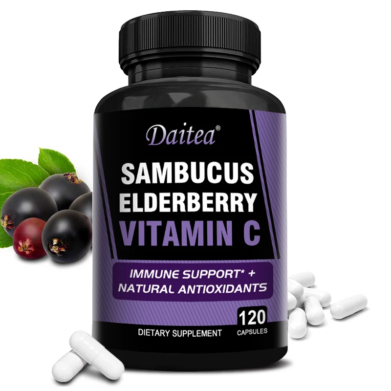 

Elderberry with Zinc and Vitamin C - Natural Immune Support, Replenishes Energy, Promotes Digestion, Non-GMO, Vegan
