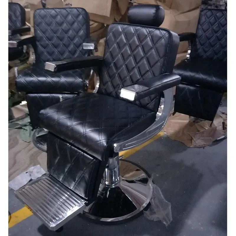 Reclining Barber Chair Hydraulic Lift Shaving Seat Retro Oil Head Salon Furniture Heavy Duty Large Hair Cutting Chair for Men