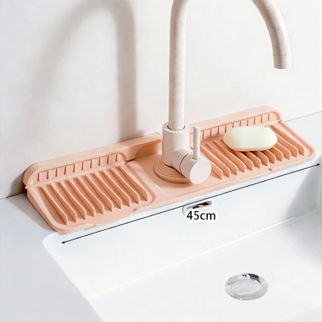 1Pcs Silicone Faucet Draining Pad, Quick Dry Water Absorbent Sink Mat, Wear Resistant Countertop Protection Mat