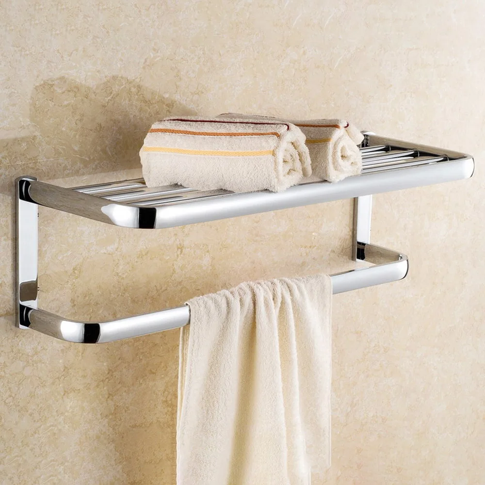 

Bathroom Bath Towel Rack Chrome Polishing Quality Wall Mounted Towel Rail Holder Toilet Bar Towel Rack Nba831