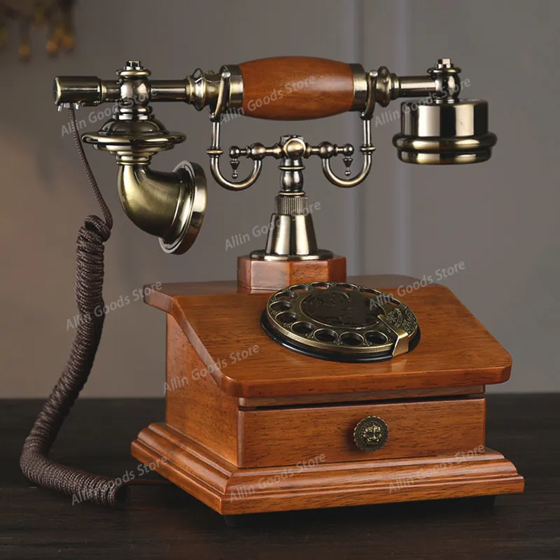 Retro Corded Rotary Telephone With Electronic Ringtone, 1 Drawer, Classic Style Dial Telephone For Home And Office Decoration