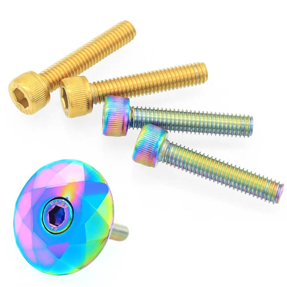 

4Pcs Bike Fork Cap Screws High Strength No Deformation Cycling Accessories for Mountain Road Fixed Gear Bikes Headset Screw