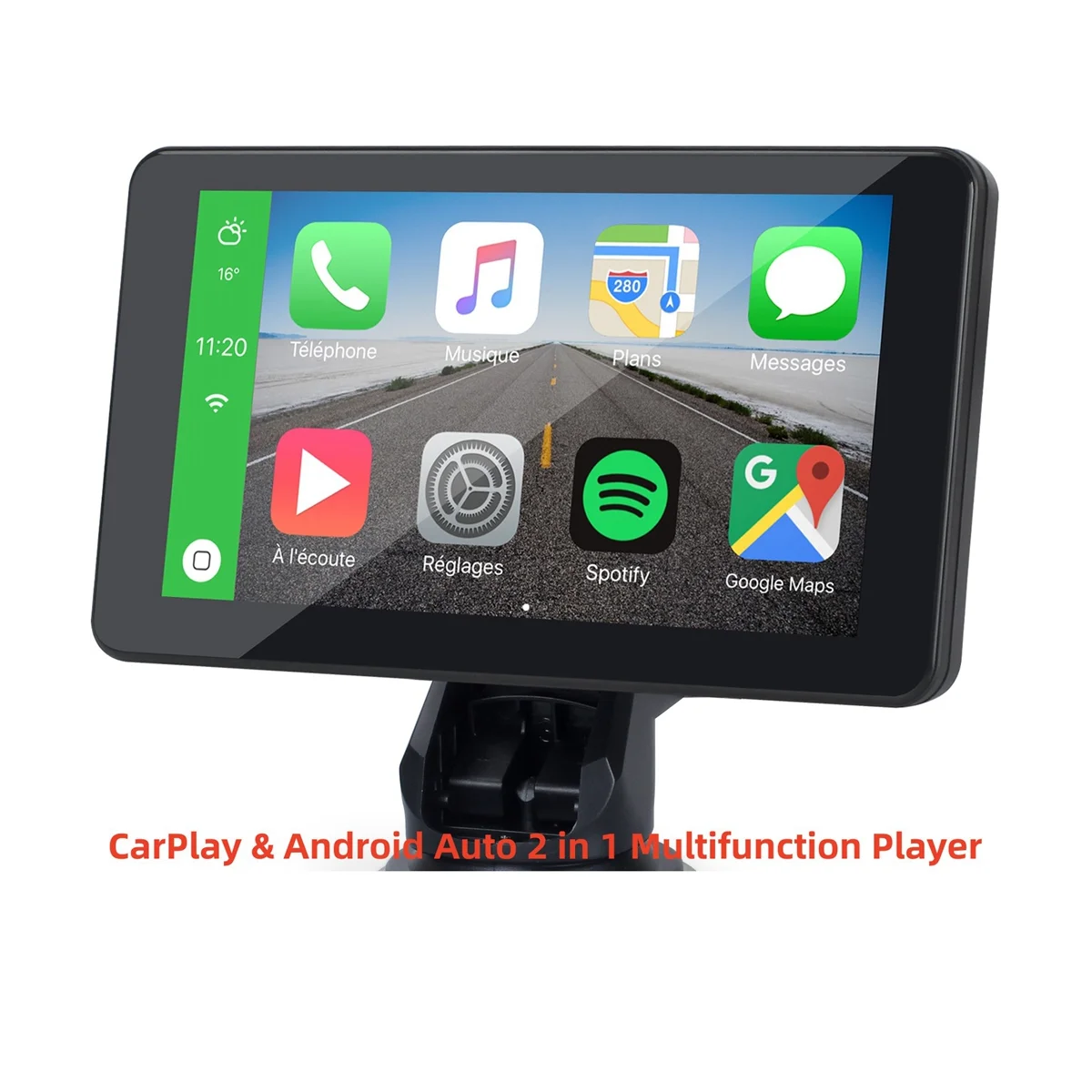 7Inch Carplay Monitor Portable Wireless CarPlay Navigation for Car Universal Display Android Auto and Siri Compatible