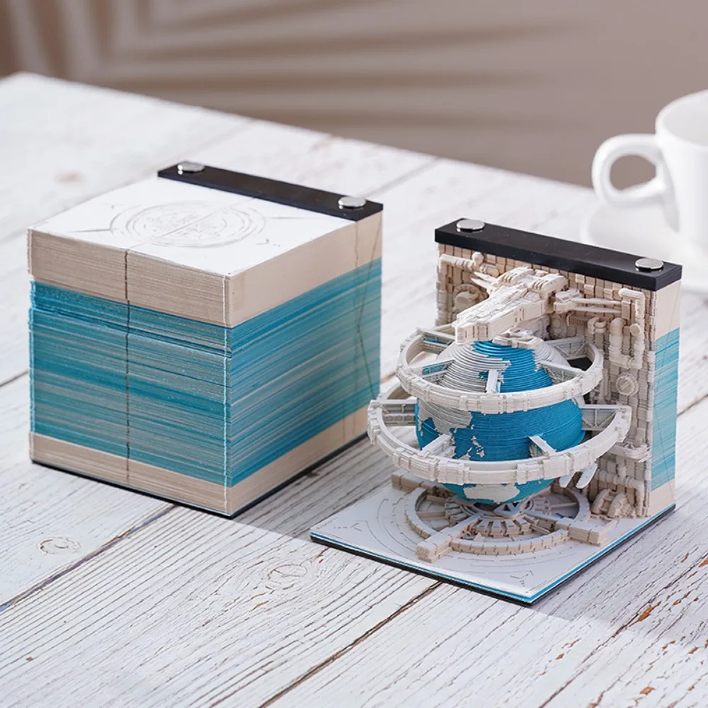 3D Pop-Up Paper Sculpture Earth Memo Pad, Eco-Friendly Tear-Off Calendar Notepad, Save The Planet Gift & Artistic Home Desk