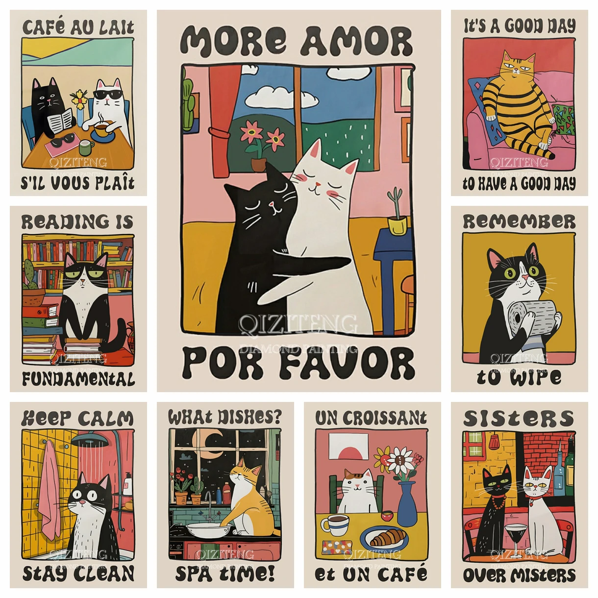 5D Retro Küche Poster Diamant Malerei Katze Chef Mosaik Diamant Stickerei Kreuz Stich Kits DIY Schlafzimmer Küche Dekor Handwerk