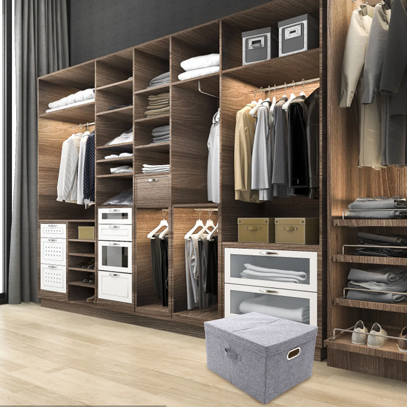 

Large Collapsible Fabric Storage Box 30X20X15Cm With Lid For Home Closet Room Space Saving Sundries Storage Bin