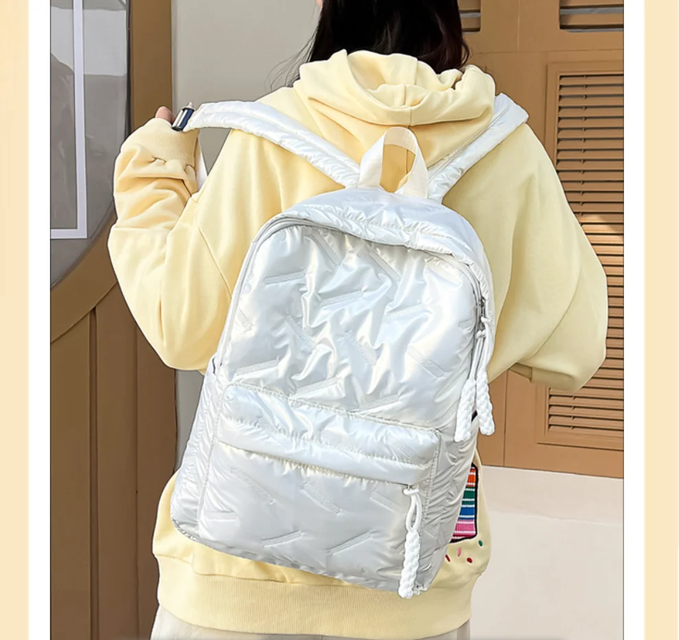

Trendy Multi-color Shiny Quilted Backpack Elegant Design for Daily Use Travel Multi-pocket Versatile Practical Portable Bag sacs